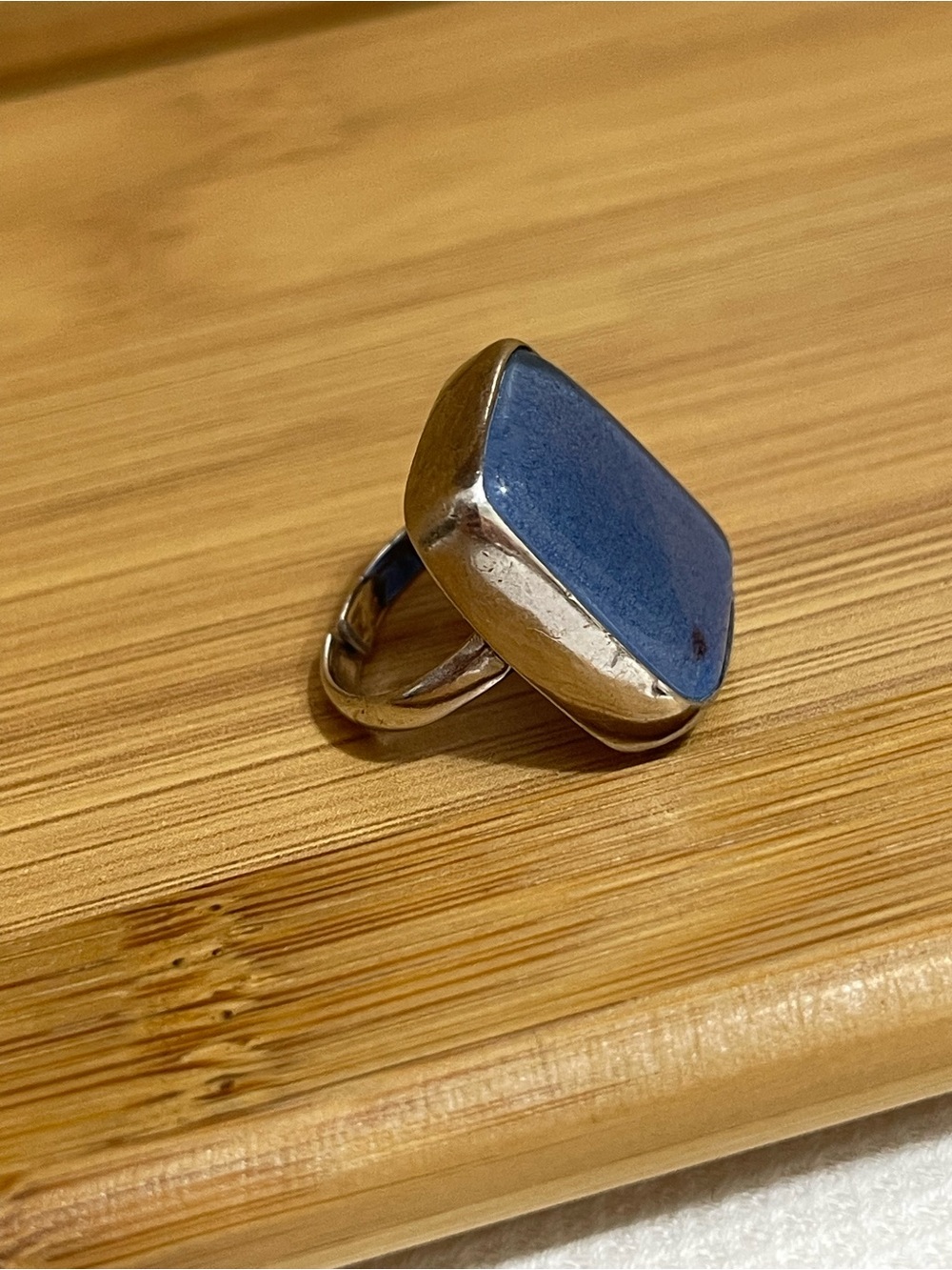 Blue Stone Sterling-Style Fashion Ring silver 980